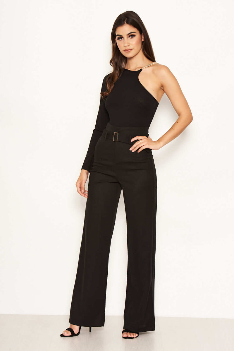 Black High Waist Wide Leg Trousers