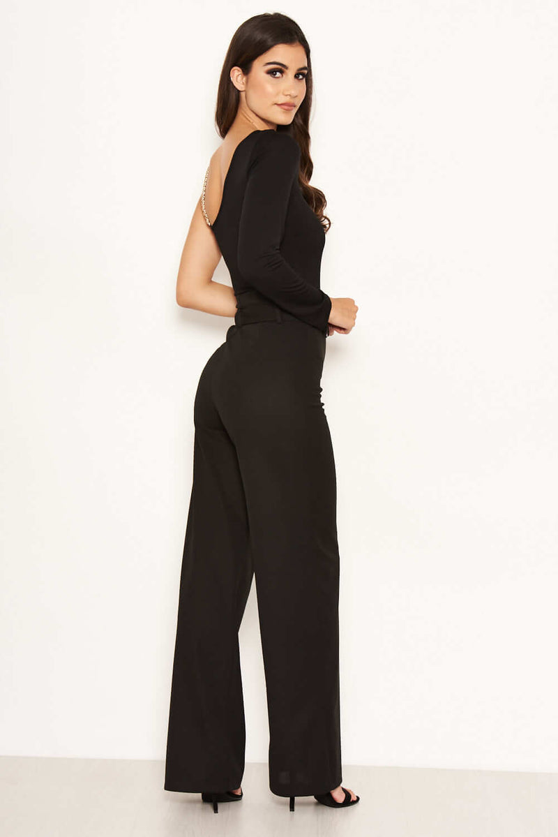 Black High Waist Wide Leg Trousers