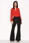 Black High Waisted Flared Trousers