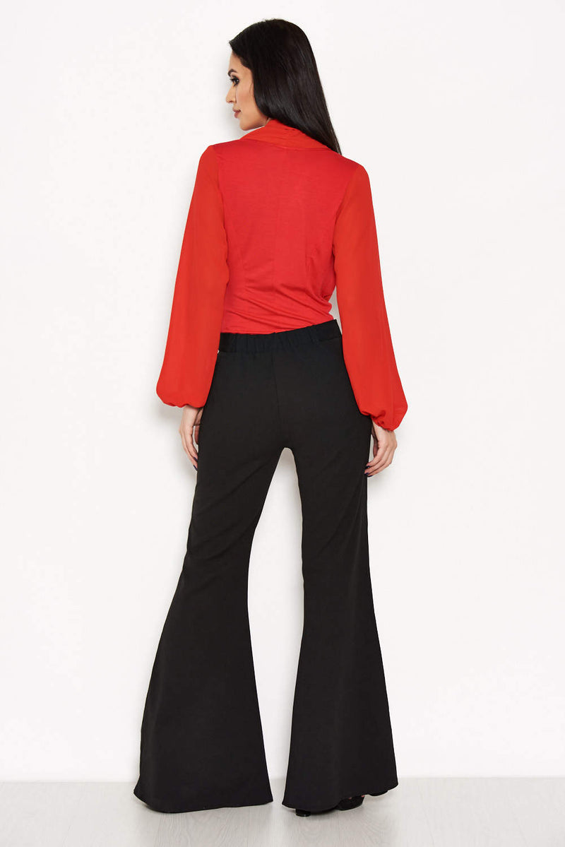 Black High Waisted Flared Trousers