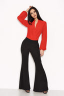 Black High Waisted Flared Trousers