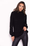 Black Jumper With Pearl Detail