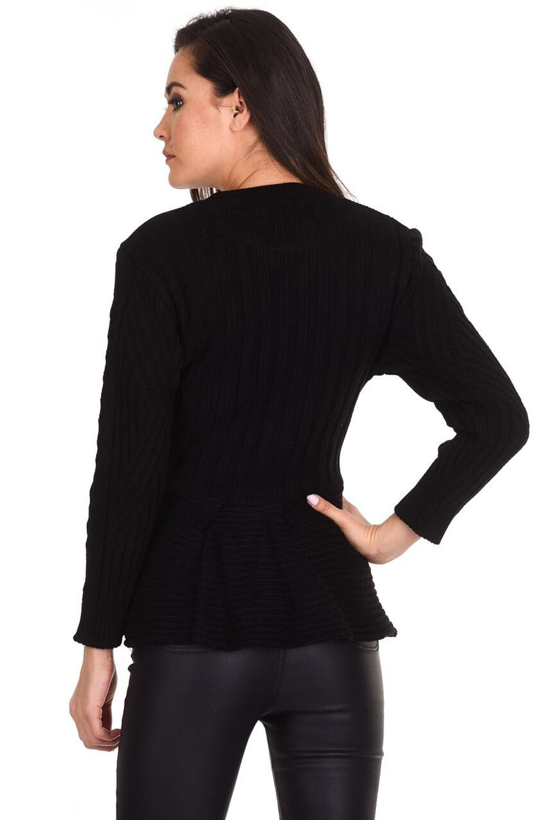 Black Peplum Knitted Jumper AX Paris