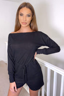 Black Knitted Long Sleeve Playsuit
