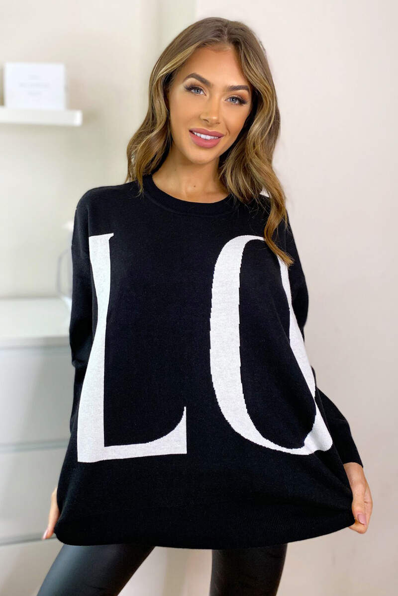 Black LO VE Knit Jumper