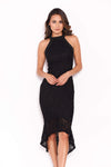 Black Lace Choker Neck Dress
