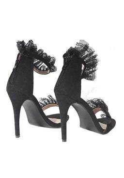 Black Lace Detail Stiletto Heels