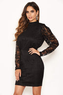 Black Lace Open Back Dress