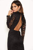 Black Lace Open Back Dress