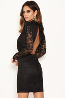 Black Lace Open Back Dress