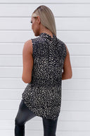 Black Leopard Print Halter Neck Top