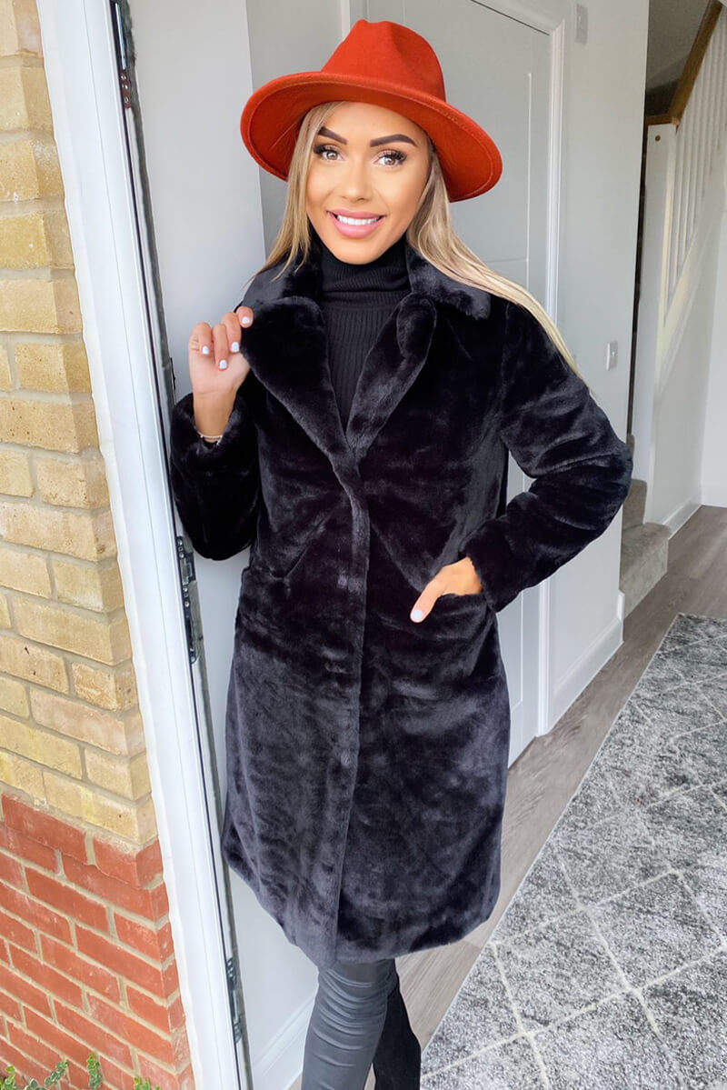 Black Long Faux Fur Coat