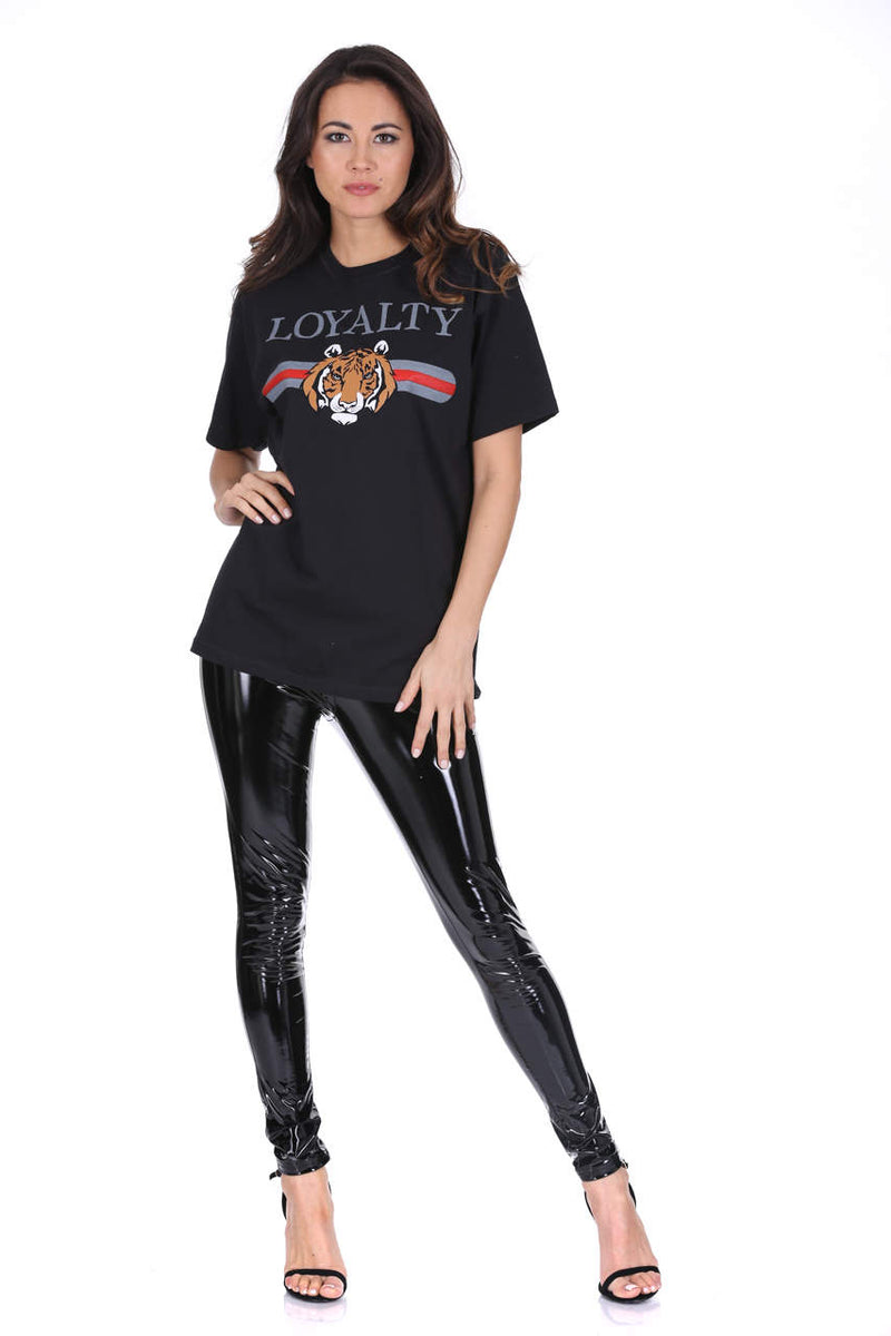 Black Loyalty Tiger Print T-Shirt