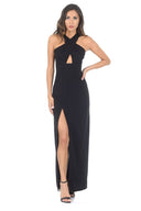 Black Maxi Dress With A Thigh High Split
