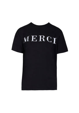 Black Merci Slogan T-Shirt
