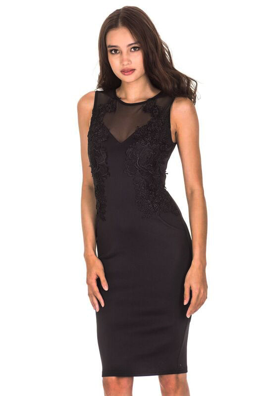 Black Mesh and Crochet Midi Dress AX Paris