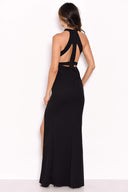 Black Mesh Detailing Maxi Dress