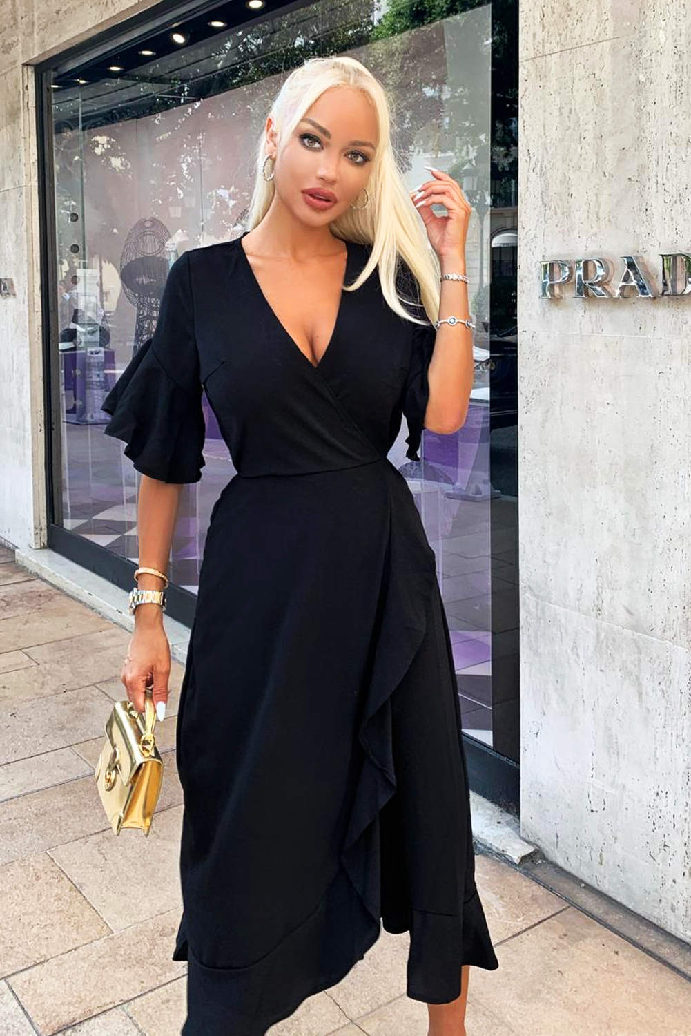 long sleeve midi dress ruched WOMEN'S LONG SLEEVE RUCHED BODYCON MIDI DRESS