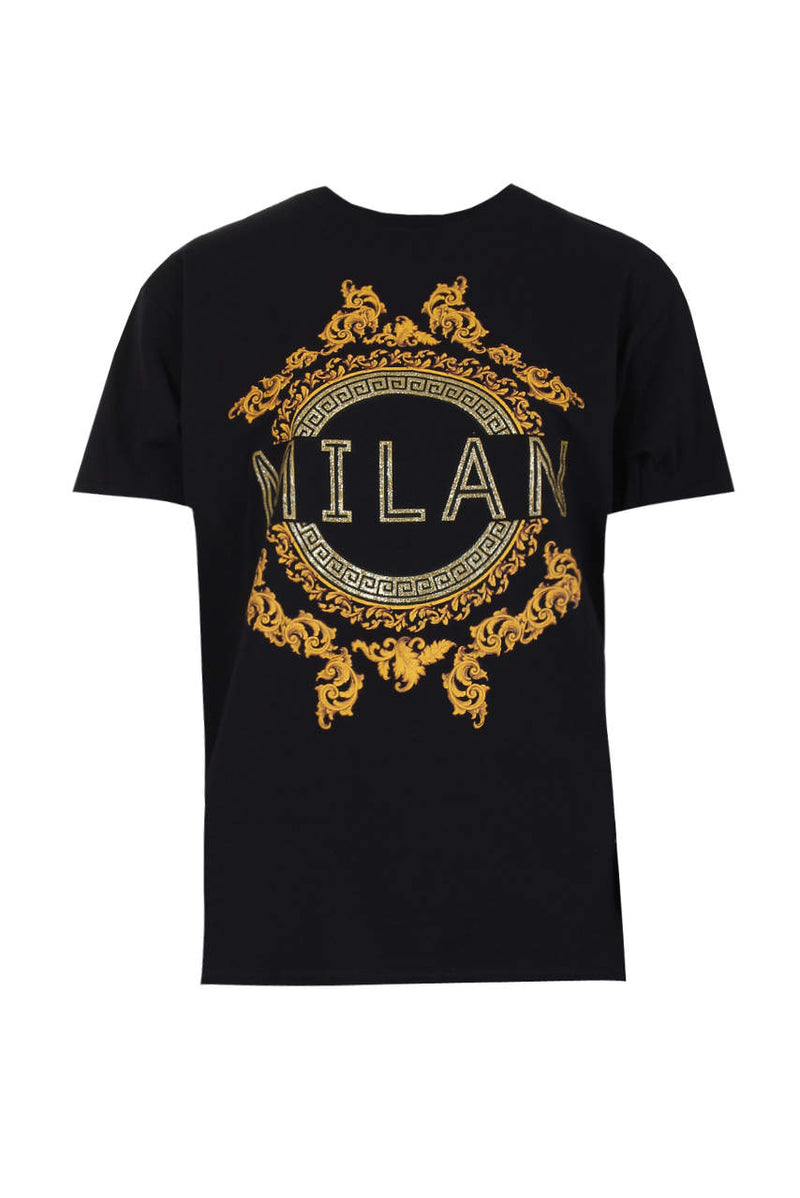 Black Milan Slogan T-Shirt