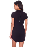 Black Mini Dress With Green Panel Detail