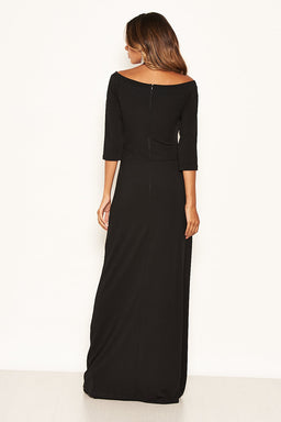 Black Off The Shoulder Slit Maxi Dress
