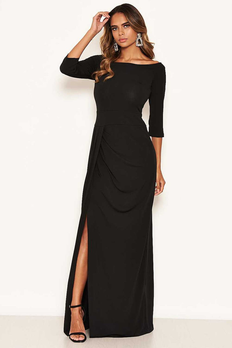 Long Sleeve Padded Shoulder Dress | Party dress, Maxi dress cocktail, Dress  size chart women