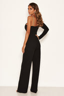 Black One Shoulder Jumpsuit With Chain Detail