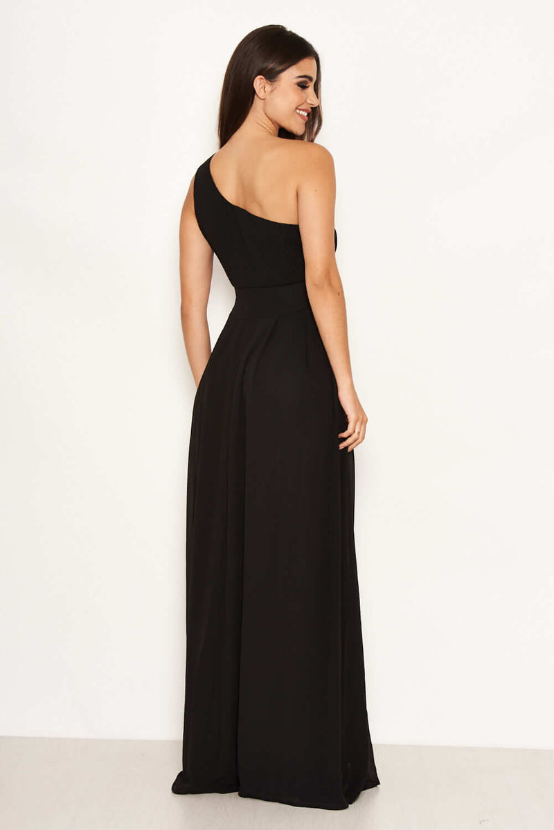 Black one shoulder maxi hotsell dress missguided