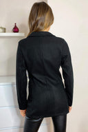 Black Padded Shoulder Blazer Jacket