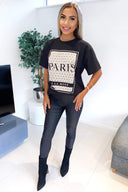 Black Paris Printed Oversized T-Shirt