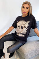 Black Paris Printed Oversized T-Shirt