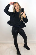 Black Peplum Hoodie