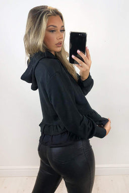 Black Peplum Hoodie