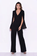 Black Plunge Wide Leg Jumpsuit