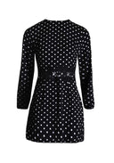 Black Polka Dot Crochet Waist Skater Dress