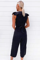 Black Polka Dot Frill Panel Jumpsuit