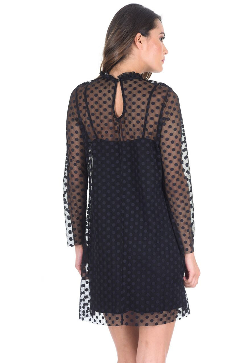 Black Polka Dot Mesh Dress