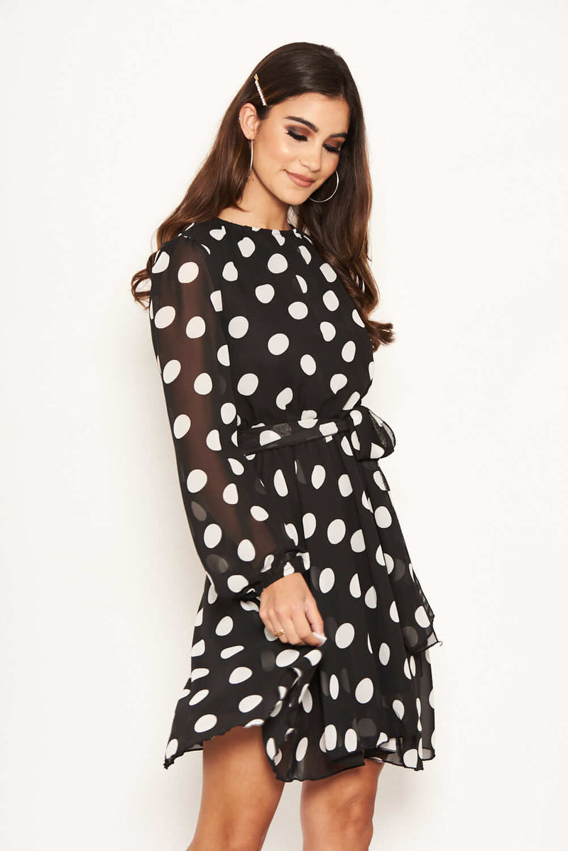Black polka dot mesh dress shop