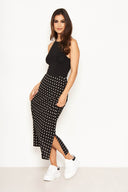 Black Polka Dot Midi Skirt