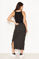 Black Polka Dot Midi Skirt