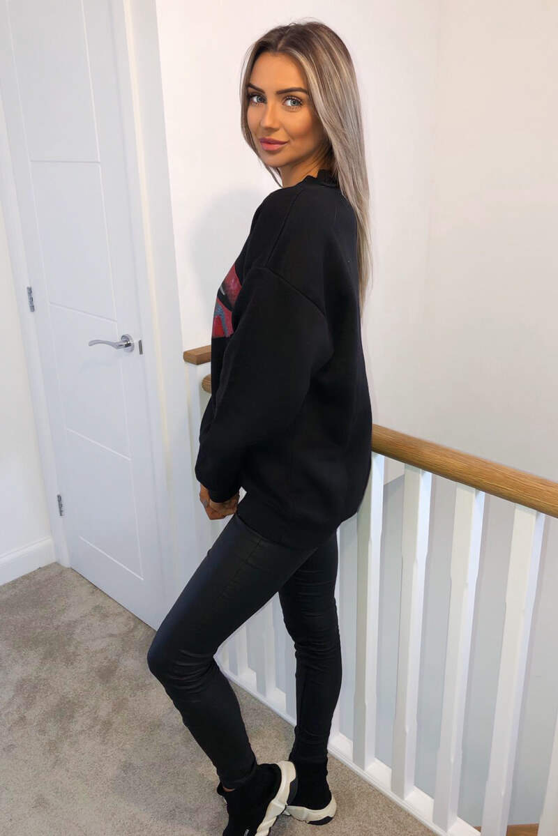 Black sweater hot sale with red lips