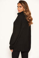 Black Roll Neck Knit Jumper