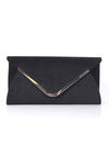 Black Rounded Clutch with Silver Detail