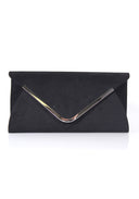 Black Rounded Clutch with Silver Detail