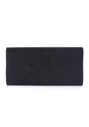 Black Rounded Clutch with Silver Detail