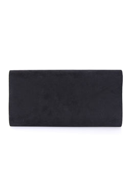 Black Rounded Clutch with Silver Detail