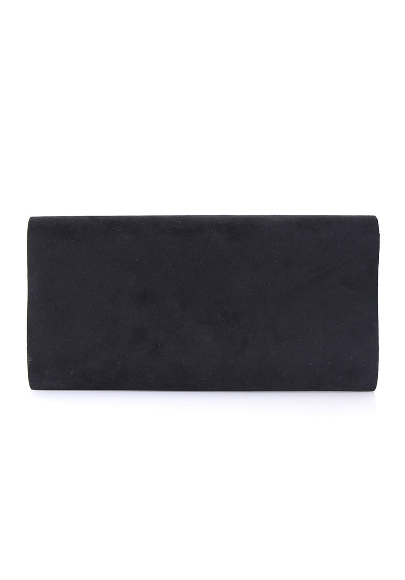 Black Rounded Clutch with Silver Detail