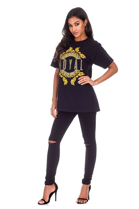 Black Royal Slogan T-Shirt