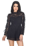 Black Ruffle Sleeve Laced Playsuit