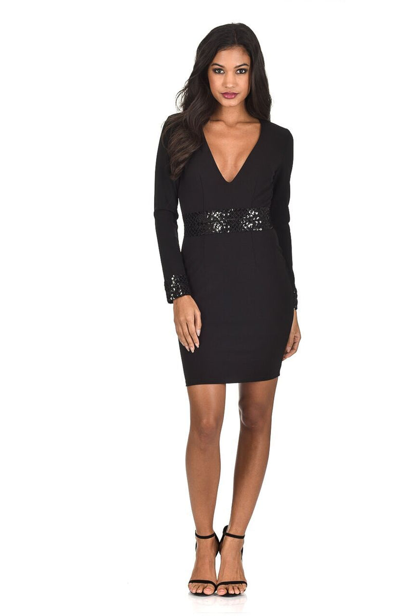 Black Sequin Bodycon Dress